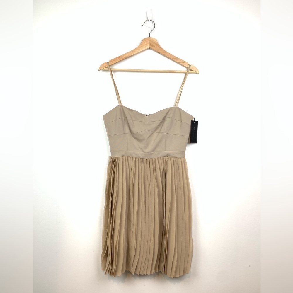 NWT BCBG Dress Angel Strapless Beige Size 8 Ruffled Skirt Sweetheart Neckline